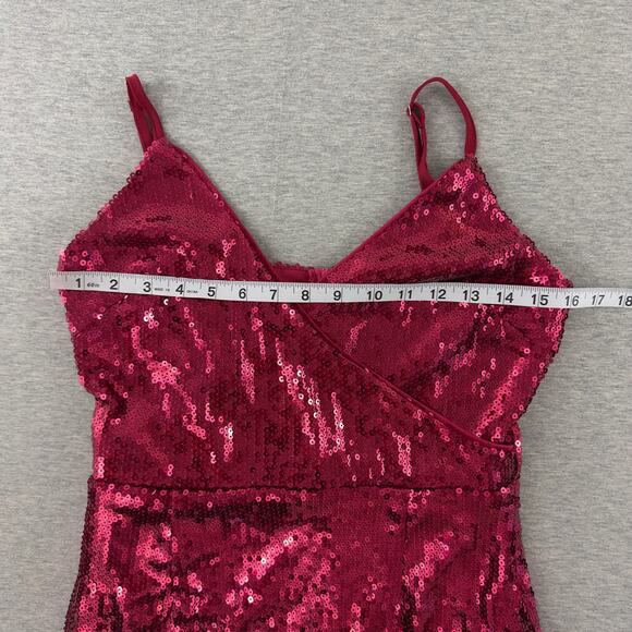 Lulus 'Below‎ The Stars' Red wine Women’s Sequin Asymmetrical Dress Size Small - Picture 11 of 16